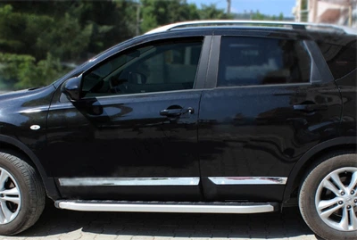 Молдинг дверной Omsa (4 шт, нерж.) для Nissan Qashqai 2010-2014 гг, дверные молдинги Nissan Qashqai