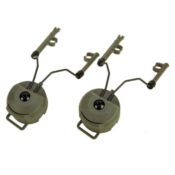 Кріплення для активних навушників Peltor, Earmor на шолом, каску з рейками ARC (FAST, ТОР-Д ACH MICH) Зелені