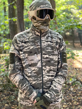 Кофта флисовая мужская военная тактическая с липучками под шевроны ВСУ (ЗСУ) Пиксель 8714 56 размер хаки (OR.M-4431801)