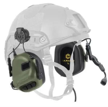 Наушники активные шумоподавляющие Earmor М32Н Олива (Olive) с креплением под шлем Оливковий