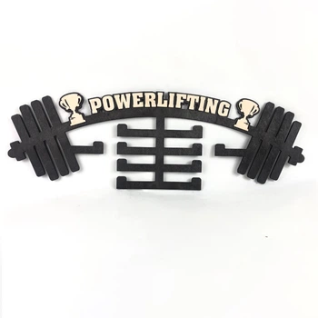 Медальница с фанеры в форме штанги "Powerlifting" с кубками Венге