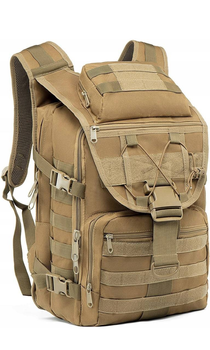 Боевой рюкзак-ранец штурмовой удобный прочный и многофункциональный для всех задач на местности сумка на плечи материал милитари экипировка система Molle Койот 40 л
