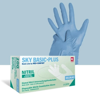 Перчатки нітрилові AMPri Sky Basic-Plus (200шт), блакитні, L