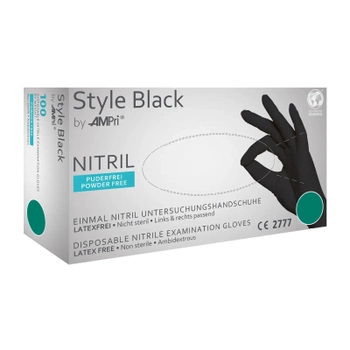 Рукавички нітрилові AMPri Style Black (100 шт. / 50 пар), чорні, розмір L