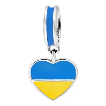Серебряный шарм-подвеска "С Украиной в сердце"