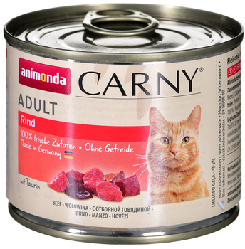 Вологий корм для котів Animonda Carny Adult яловичина 200 г (4017721837071)
