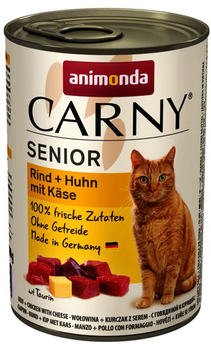 Вологий корм для котів Animonda Carny Senior яловичина, курка з сиром 400 г (4017721837262)