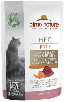 Вологий корм для котів Almo Nature HFC Желе з тунця та креветок 55 г (8001154126181)