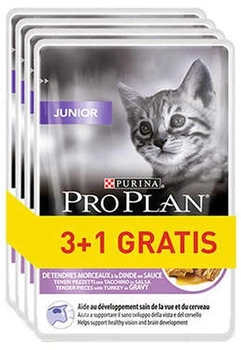 Вологий корм для котів Purina Pro Plan Junior Індичка 4 x 85 г (7613287670885)