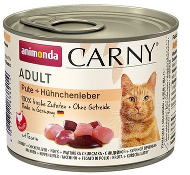 Mokra karma dla kotów Animonda Carny z indykiem i drobiową wątróbką 200 g (4017721838214)