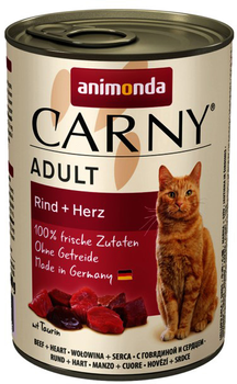 Вологий корм для котів Animonda Carny Adult яловичина та сердечка 400 г (4017721837200)