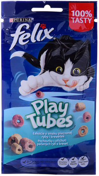 Smakołyk dla kotów Purina Felix Play Tubes o smaku pieczonej ryby i krewetek 50 g (7613036707480)