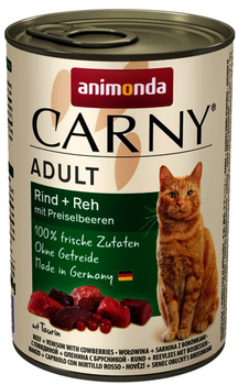Вологий корм для котів Animonda Carny Adult яловичина, оленина з чорницею 400 г (4017721837163)