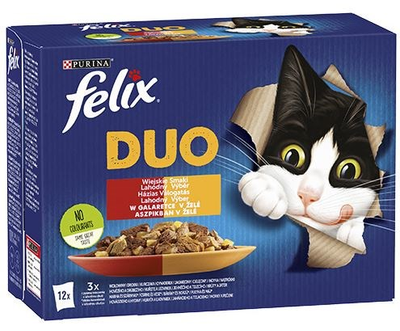 Вологий корм для котів Purina Felix Fantastic Duo Сільський колорит 12 x 85 г (7613039758083)