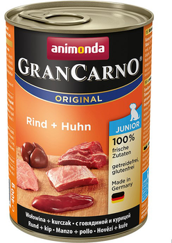 Вологий корм для цуценят Animonda GranCarno Junior з яловичиною та куркою 400г (4017721827294)