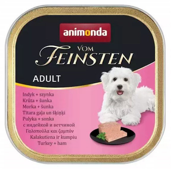 Вологий корм для собак Animonda Vom Feinsten з індичкою та шинкою 150 г (4017721829892)