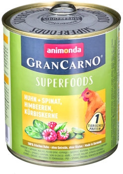 Вологий корм для собак Animonda GranCarno Superfoods з куркою та шпинатом 800 г (4017721824392)