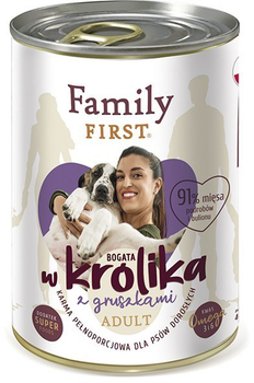 Mokra karma dla psów Family First adult królik z gruszką 400 g (5904479190321)