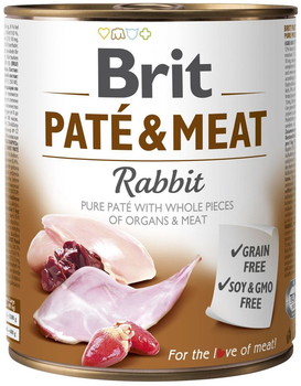 Вологий корм для собак Brit Pate & meat з кроликом 800 г (8595602557547)