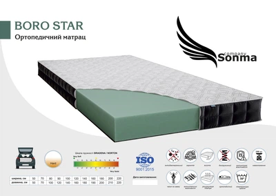 Ортопедический беспружинный матраc премиум класса Sonma Boro Star 190x80x18