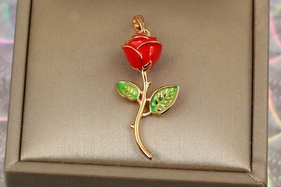Кулон Xuping Jewelry алая роза 3.5 см золотистый