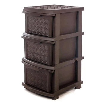 Комод пластиковий для дому, 3 ящики "Компакт Плюс", R-Plastic Коричневий