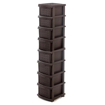 Комод пластиковий для дому, 8 ящиків, 166х40х34см, R-Plastic комод пластиковий в кімнату Коричневий