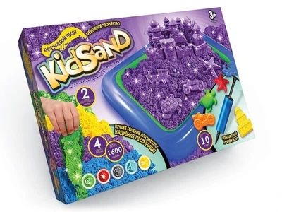 Игровой набор для лепки Danko Toys Кинетический песок 1600г песка, 4 цвета, надувная песочница/бассейн, 10 формочек в наборе KS-02-01U