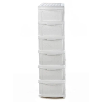 Комод пластиковый 6 ярусов белый 126*40*34 см. R-Plastic "Компакт Плюс"