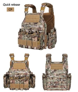 Плитоноска Yakeda VT-6026-3 Multicam ( Мультикам ) на 9 магазинов, Molle, Быстрый сброс