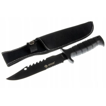Охотничий нож Kandar NT189 черный в чехле на пояс