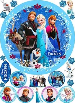 Вафельная картинка Холодное сердце (Frozen) Эльза и Анна, Олаф А4 (vk0657)