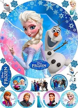 Вафельная картинка Холодное сердце (Frozen) Эльза и Анна, Олаф А4 (vk0958)
