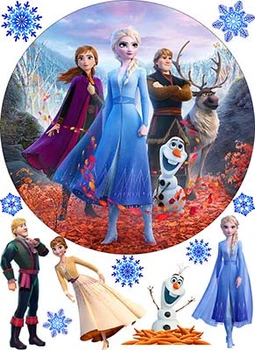 Вафельная картинка Холодное сердце (Frozen) Эльза и Анна, Олаф А4 (vk1069)