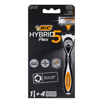 Станок для гоління Bic Flex 5 Hibrid чоловічий з 4 змінними картриджами 1 шт (3086123644984)