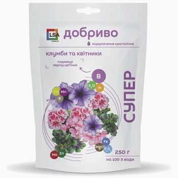 Удобрение водорастворимое Супер Клумбы и цветники / 250 г