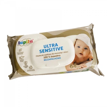 Дитячі вологі серветки Lupilu Ultra Sensitive з клапаном, 64 шт