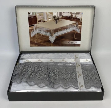 Силиконовая скатерть с кружевом Maison Royale 160х220 ovale Candy Silver