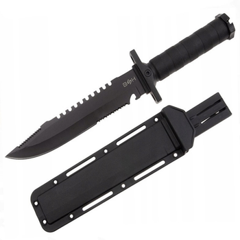 Тактический нож BSH ADVENTURE черный охотничий в чехле пластик
