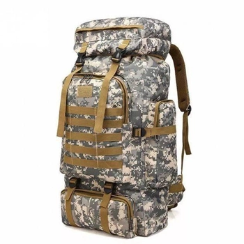 Тактический армейский походный рюкзак для военных на 80 л, 70x33x15 см вещмешок пиксельный большей рюкзак серый пиксель
