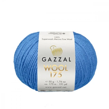 Пряжа Gazzal Wool 175 324-Голубой