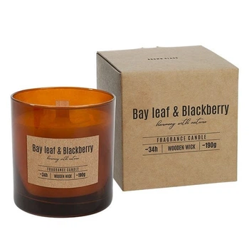 Свічка ароматична з дерев'яним гнотом Bispol Bay Leaf & Blackberry 2757