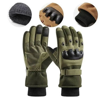 Тактичні зимові рукавички L хакі штурмові