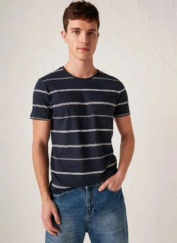 Мужская футболка LC Waikiki в полоску XL Синяя (LCW T-shirt -8391)