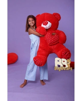 Плюшевый мишка с сердцем BigBears 130 см. Красный