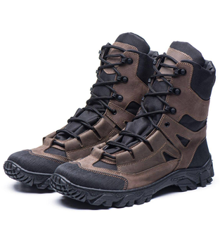 Берці демісезонні черевики тактичні чоловічі, натуральна шкіра та кордура, розмір 40, Bounce ar. ML-0740, колір коричневий