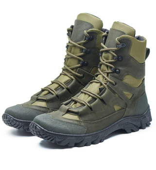 Берці демісезонні черевики тактичні чоловічі, натуральна шкіра та кордура, розмір 41, Bounce ar. QP-0841, колір хакі