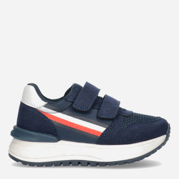 Buty sportowe chłopięce na rzepy Tommy Hilfiger Stripes Low Cut Velcro Sneakers T1B9-32882-1587X007 32 Granatowe (8052578179086)