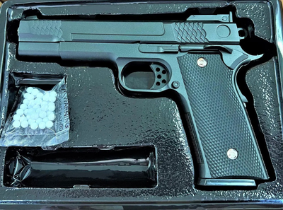 Детский пистолет на пульках "Браунинг (Browning HP)" Galaxy G20+ Страйкбольный пистолет черный с кобурой