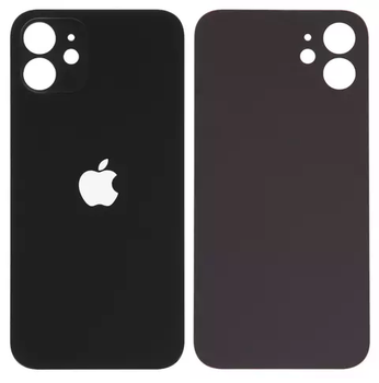 Задняя крышка (стекло) корпуса iPhone 12, Большой глазок, Black